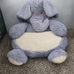 Plush Elephant Pillow in Gray and Cream
